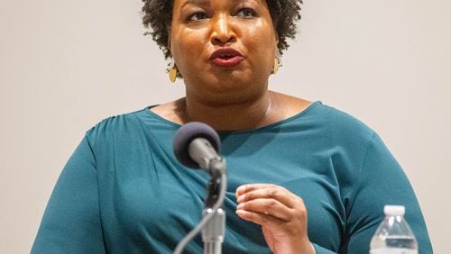 Fair Fight Action founder Stacey Abrams talks during a roundtable conversation on the obstacles to voting held at Smyrna Community Center on Sunday, July 18, 2021. (Photo: Steve Schaefer for The Atlanta Journal-Constitution)