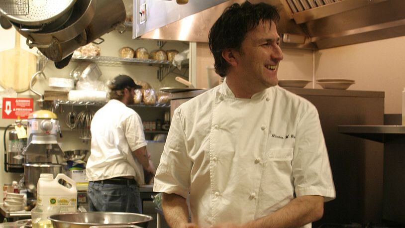 Nicolas Bour in the kitchen at Serenbe in 2007.