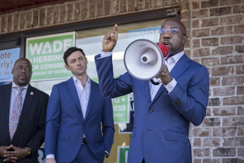 Democratic U.S. Sen. Raphael Warnock’s campaign has aired ads labeling Republican Herschel Walker as a hypocrite because while he has supported for a total ban on abortion, he is accused of paying for abortions for two women he was involved with. (AJC Photo/Stephen B. Morton)