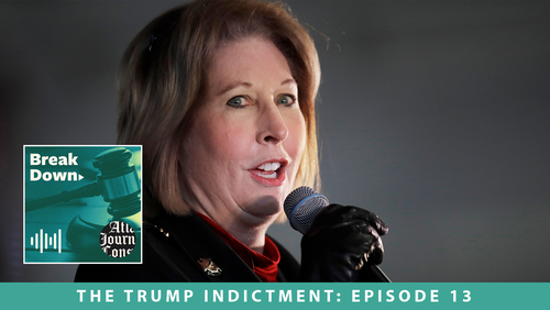 The latest Breakdown episode covers the surprise guilty plea of lawyer Sidney Powell, who infamously said she would “release the Kraken” when falsely promising she would produce widespread evidence of election fraud. (Associated Press)