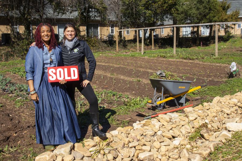 Yennenga Adanya (left), founder of Oyun Botanical Gardens, and Leslie Zinn, CEO of Arden's Garden, partnered to keep the urban farm located in East Point from being purchased and redeveloped. (Courtesy of Arden's Garden)