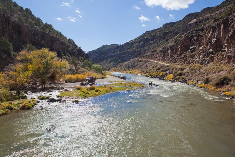 Rio Grande by John Dunn Bridge in Arroyo Hondo in Taos County, New Mexico. A popular recreational spot for locals and tourists alike for hiking, biking, swimming and fishing.