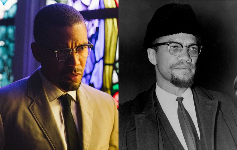 Malcolm X was played by Nigel Thatch in "Selma."  (Left photo: Atsushi Nishijima/Paramount Pictures. Right photo: AP file)