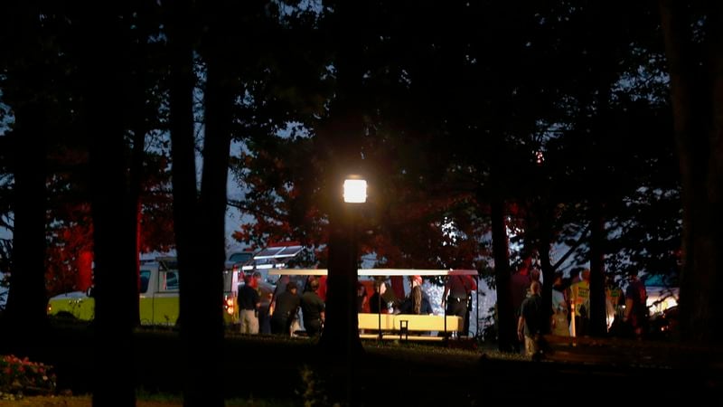 Emergency responders work at Table Rock Lake after a deadly boat accident in Branson, Missouri. Officials said a tourist boat has apparently capsized on the lake. At least 8 people are confirmed dead.