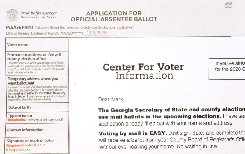 Groups such as the Center for Voter Information and the Voter Participation Center have mailed over 2.2 million pre-filled absentee ballot application forms to Georgia voters.