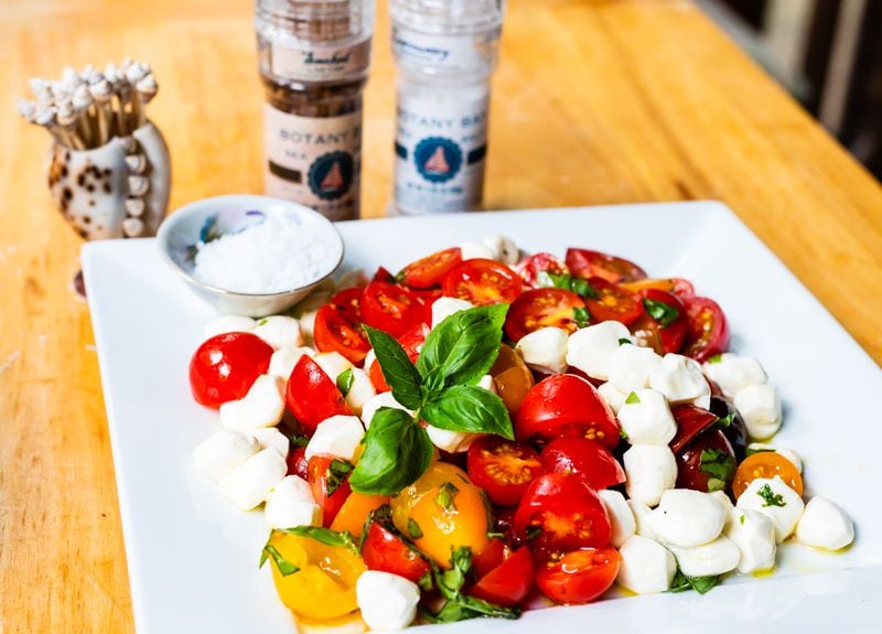 With Botany Bay Sea Salt’s Caprese Salad, you pick up the ingredients with toothpicks and dip them in salt. CONTRIBUTED BY HENRI HOLLIS
