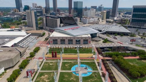 Moody’s has put Atlanta’s bonding on review because of weaker-than-anticipated car rental taxes meant to pay debt on renovations at State Farm Arena. (Hyosub Shin / Hyosub.Shin@ajc.com)