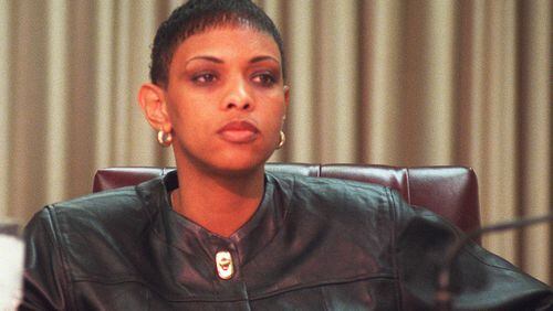 Mitzi Bickers, shown at an Atlanta Board of Education meeting in 1999. AJC File Photo