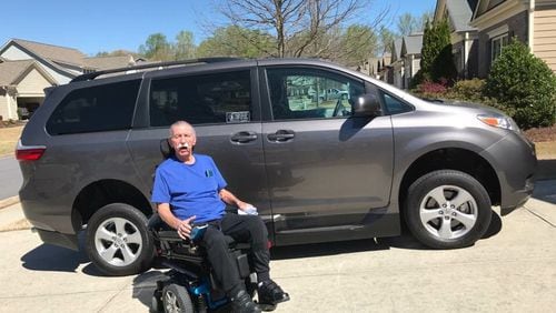 The late Lou Wojtysiak Jr. at his North Forsyth County home with his wheelchair and van provided by the Department of Veterans Affairs. CONTRIBUTED