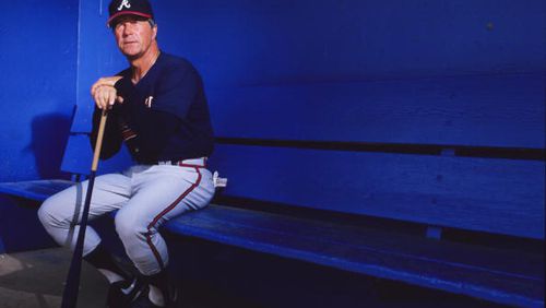 WEST PALM BEACH, FL - MARCH 1990: Manager Russ Nixon of the Atlanta Braves in the dugout on March 20, 1990 in West Palm Beach, Florida. (Photo by Ronald C. Modra/Sports Imagery/Getty Images)
