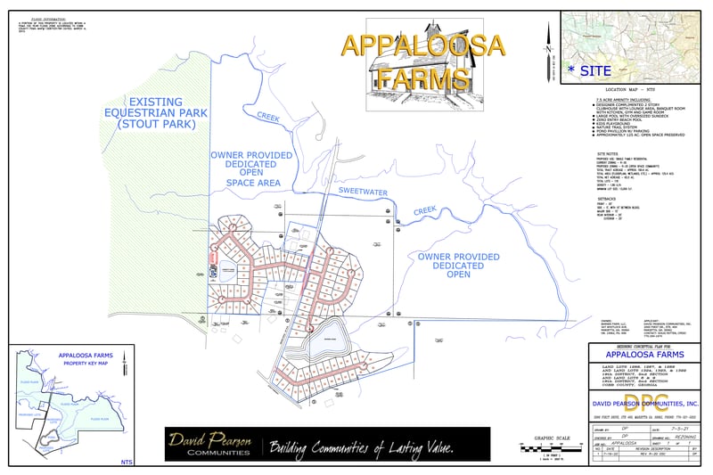 This map shows a proposed development that was denied approval by the Cobb Board of Commissioners on former Gov. Roy Barnes farm. Cobb County