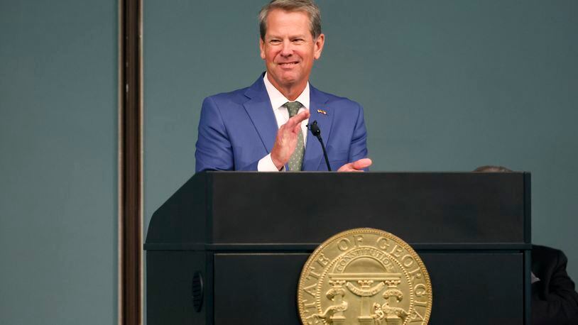 Gov. Brian Kemp is campaigning on a promise to deliver the same kind of policies he says have benefited Georgia during his first four years in the Governor's Mansion. (Jason Getz / Jason.Getz@ajc.com)