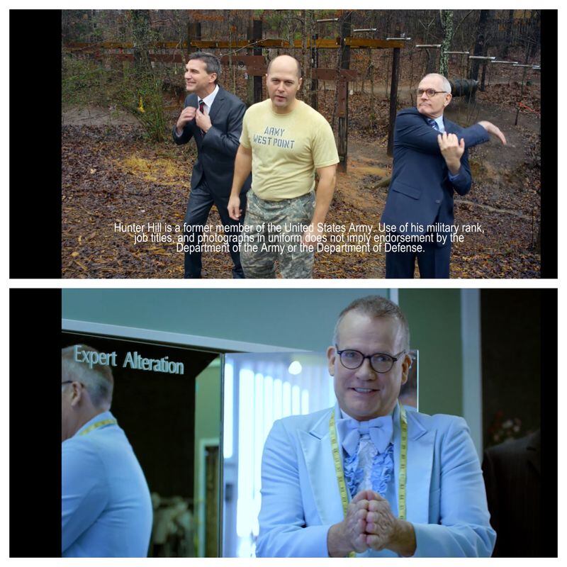 A pair of Casey Cagle impersonators depicted in dueling TV ads.