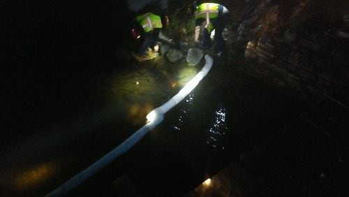 Teams worked overnight to contain the spill and prevent the fuel from entering a nearby stream. Cherokee County Fire and Emergency Services assisted Pickens County Fire and Rescue crews.