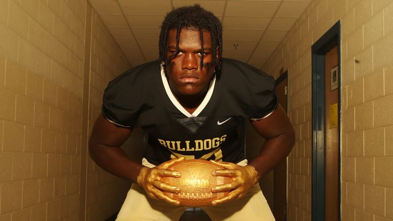 Offensive lineman Broderick Jones, of Lithonia High School,  is ranked among the top 11 high school players in Georgia of the 2019 season.