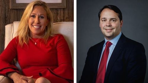 Businesswoman Marjorie Taylor Greene and Dr. John Cowan, a neurosurgeon, are in the August runoff for the Republican nomination in Georgia's 14th Congressional District.