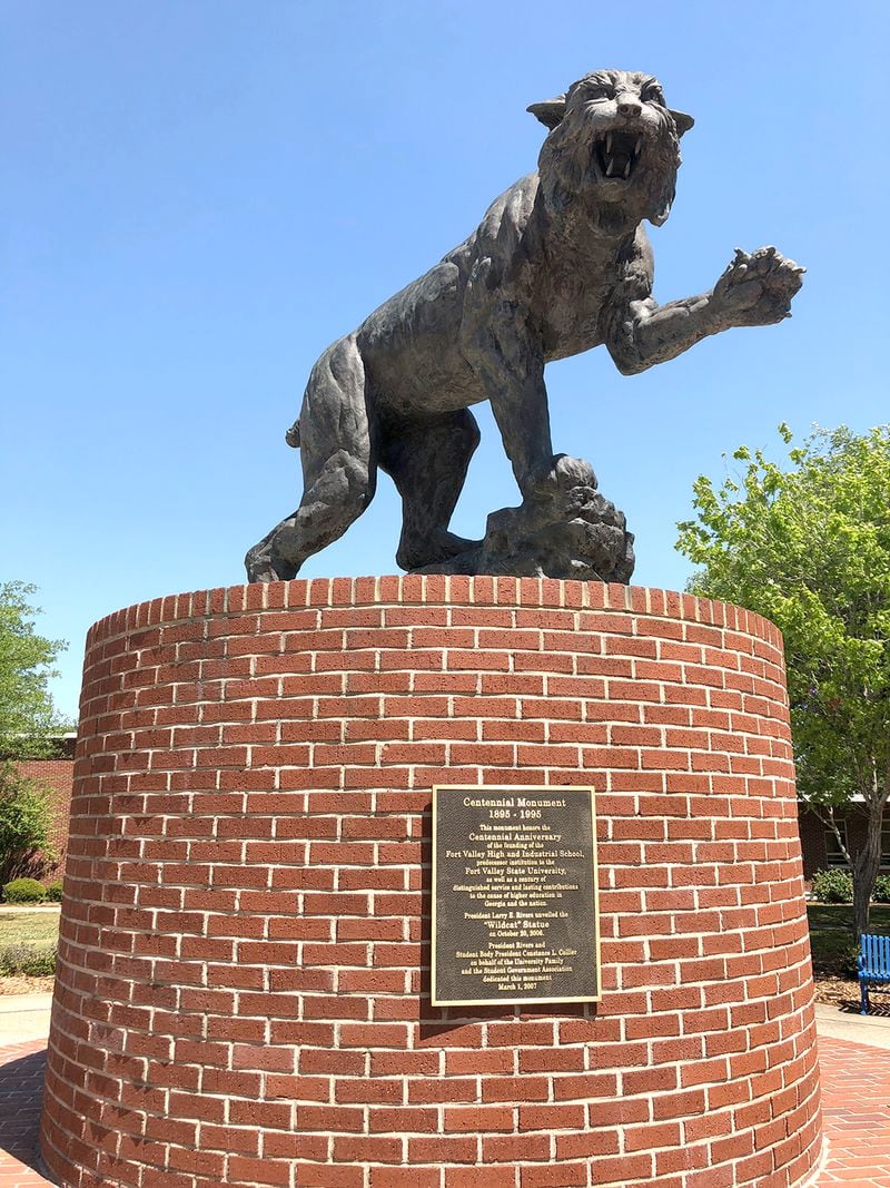 The Wildcat, the school’s mascot, was erected in 1995 to honor Fort Valley State University’s centennial. (Ernie Suggs / esuggs@ajc.com)