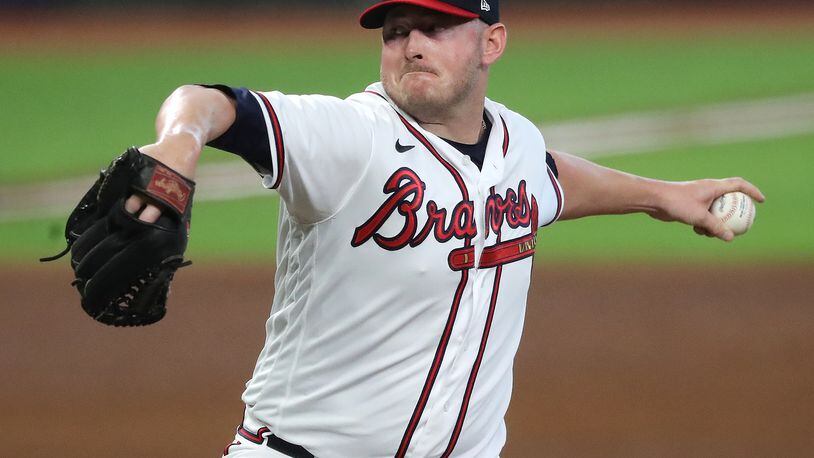 Proof positive that the Braves Tyler Matzek has made it back: He delivers against the Miami Marlins during Game 1 of the National League Division Series. “Curtis Compton / Curtis.Compton@ajc.com”