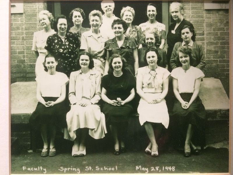 This photo hanging in the Center for Puppetry Arts, housed in the old Spring Street Elementary School building, shows faculty members from 1948. Courtesy of Jennifer Brett