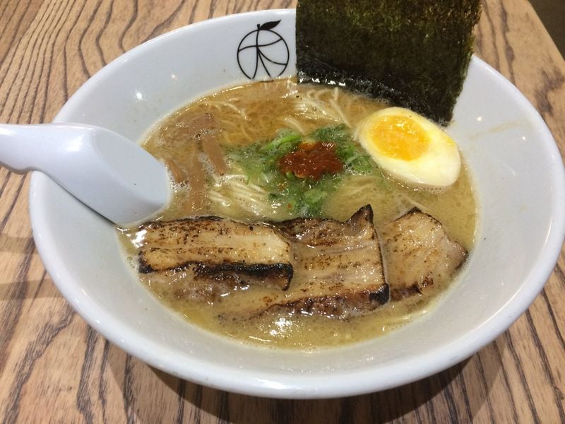 The classic tonkotsu ramen with seared pork belly and egg at Momonoki. CONTRIBUTED BY WENDELL BROCK