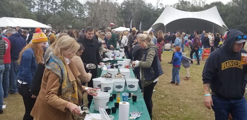 The Lowcountry Oyster Festival in Mt. Pleasant, South Carolina, draws about 10,000 attendees who consume 80,000 pounds of oysters. Contributed by Wesley K.H. Teo