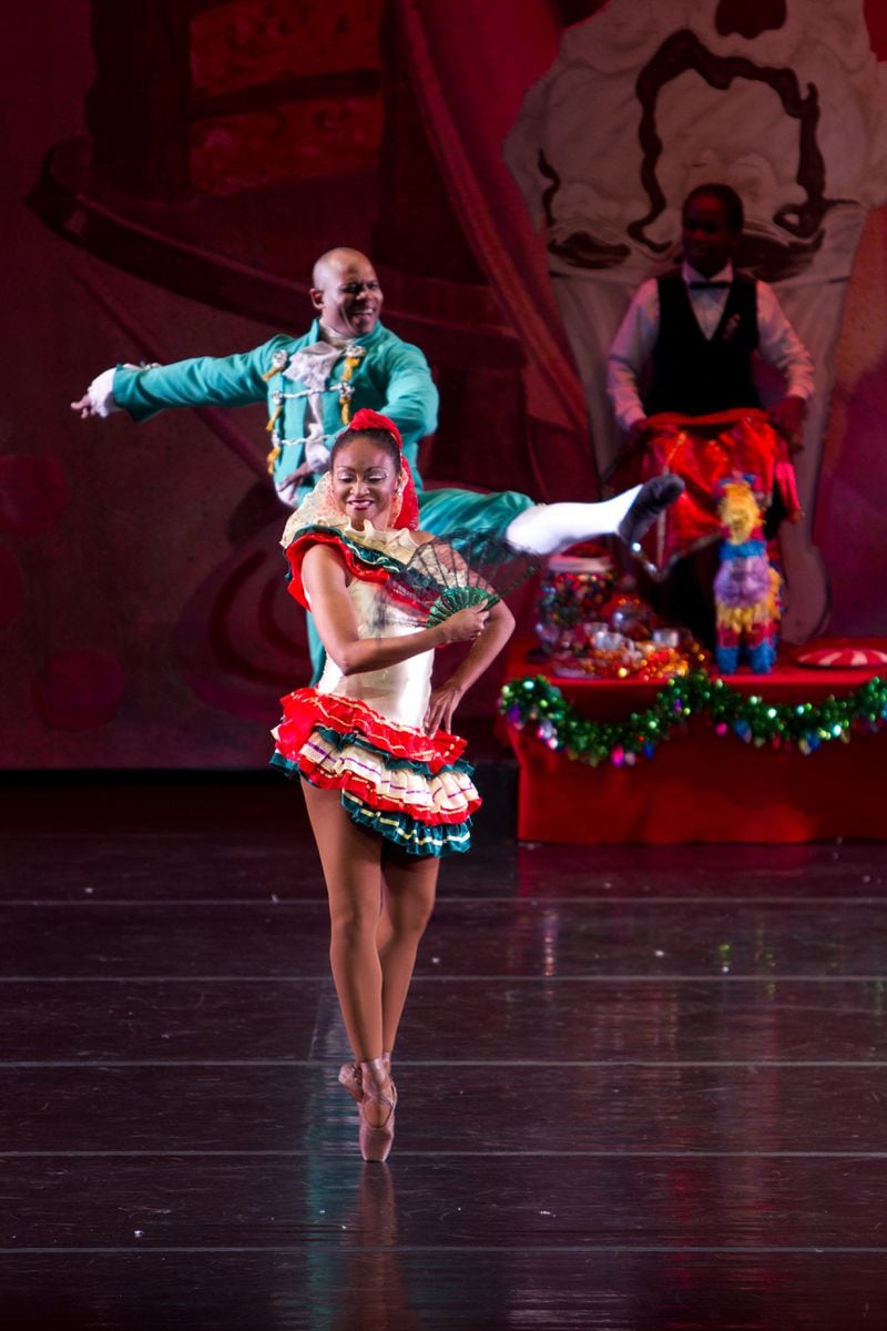 Ballethnic Co-Founder/Co-Director Nena Gilreath and Ballethnic Dance Company member Roscoe Sales in the Spanish Pas scene from The Urban Nutcracker in 2016. 
Courtesy of Ballethnic Dance Company.