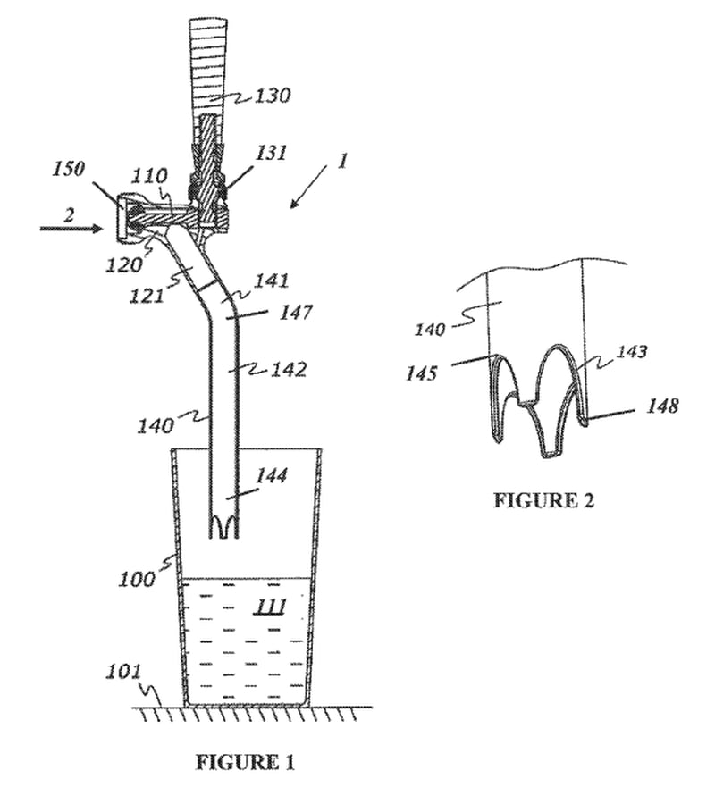 This is the patented beer-pouring technology that Todd Keeling was installing at SunTrust Park to install when he died, his family said. He was found in a beer cooler on Tuesday, June 26, 2018. (Credit: United States Patent and Trademark Office)