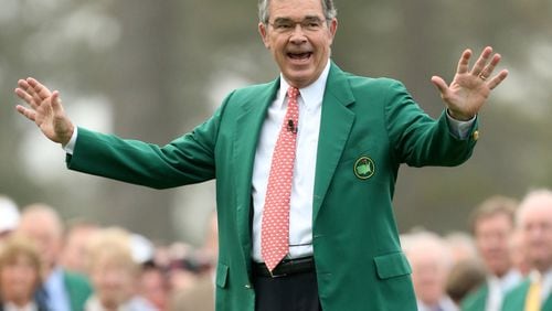No more will Billy Payne kick off the Masters by welcoming the fans and the honorary starters, as here in 2013. (JASON GETZ / JGETZ@AJC.COM)