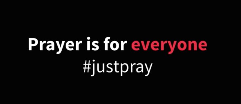 The closing image of the "Just Pray" ad banned by British theaters.