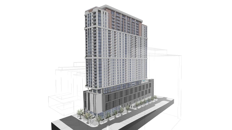 This is a rendering of a 37-story office tower that's proposed for Midtown.
