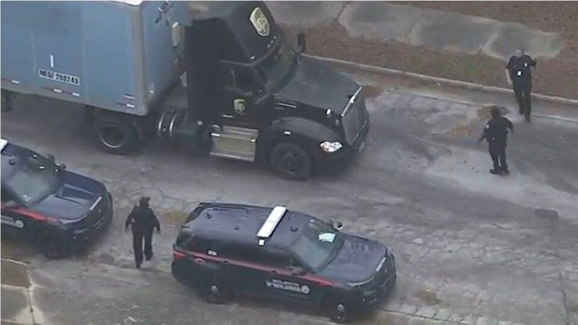 The UPS driver was bound for Macon and had a full load of packages. (Credit: NewsChopper 2)