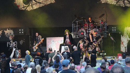 Alice Cooper and his band members thoroughly engaged and entertained at Chastain on Monday for a show also featuring Deep Purple and the Edgar Winter Band. Photo: Melissa Ruggieri/AJC