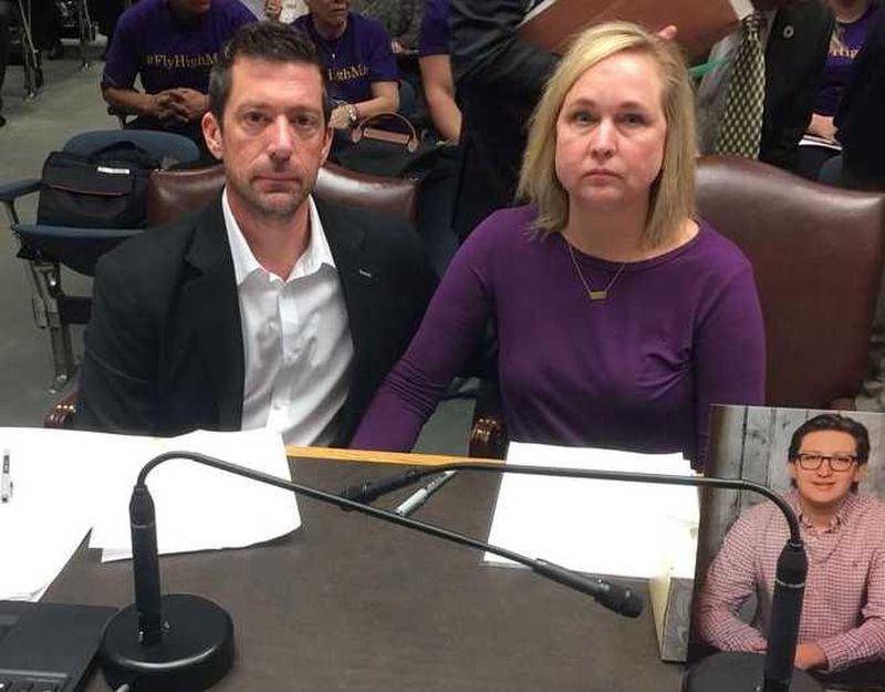 Stephen and Rae Ann Gruver testified in favor of an anti-hazing bill in the Louisiana House in March 2018. 