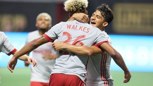 September 13, 2017 Atlanta Atlanta United miedfielder Yamil Azad celebrate the four goal of the team scored by Atlanta United defender Anton Walkes (26).