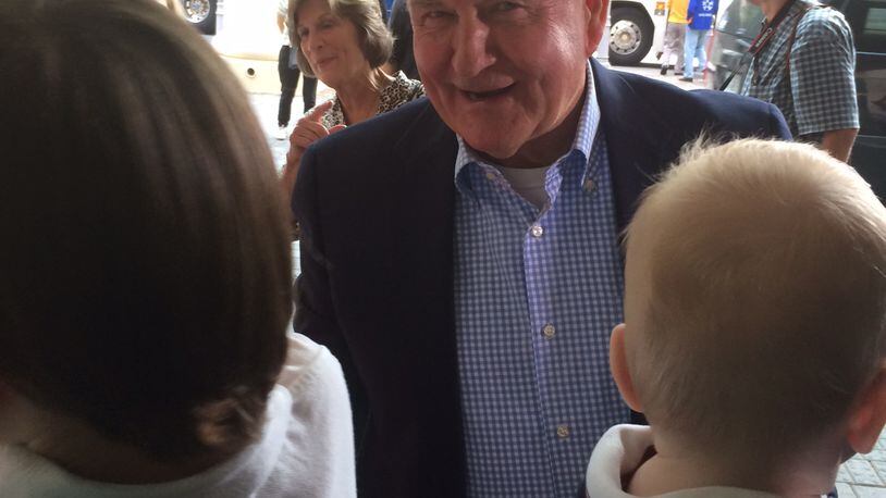 Former Gov. Sonny Perdue arrives at his cousin's election watching party. AJC file.