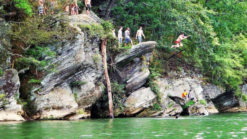 The Diving Rock at Akers Mill in the East Palisades Unit of the Chattahoochee River National Recreation Area is one of the park’s most popular features. (Charles Seabrook)