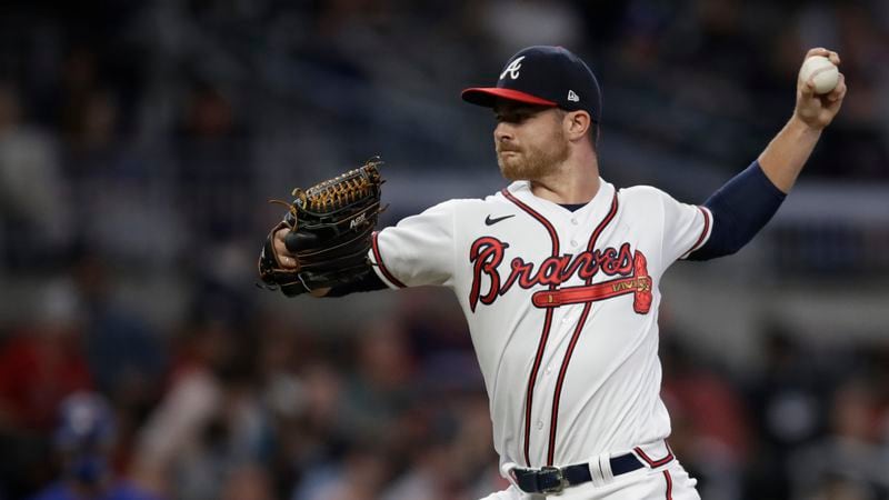 Braves reliever Jesse Biddle works against the Toronto Blue Jays Tuesday, May 11, 2021, at Truist Park in Atlanta. (Ben Margot/AP)