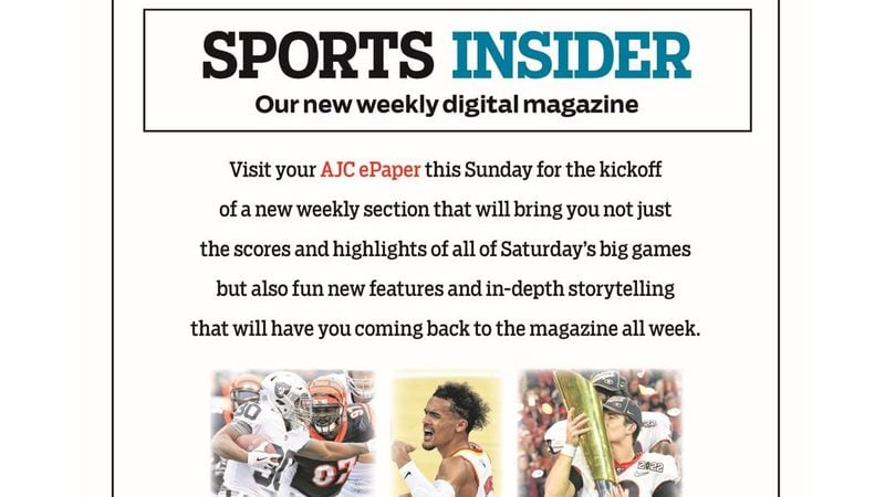 Sports Insider will appear Sundays in The Atlanta Journal-Constitution ePape
