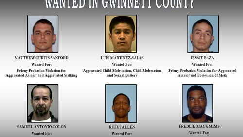 The Gwinnett County Sheriff's Office is seeking these six men on outstanding warrants.
