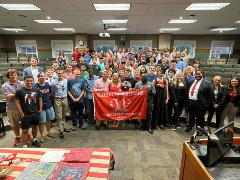 Gov. Brian Kemp posted this photo, from his meeting with the College Republicans at the University of Georgia, on Aug. 25 on his Facebook page. (Special)