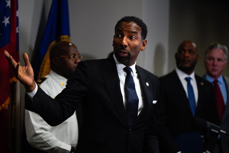 Atlanta Mayor Andre Dickens is a champion of the $90 million police and firefighter training center project, and helped engineer the 11-4 City Council vote that allowed it to move forward. (Ben Hendren for the Atlanta Journal-Constitution)