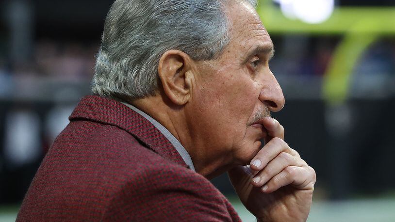 Atlanta Falcons owner Arthur Blank watches from the sidelines as his team falls to 1-7 with a 27-20 loss to the Seattle Seahawks in an NFL football game on Sunday, October 27, 2019, in Atlanta.   Curtis Compton/ccompton@ajc.com