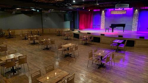 City Winery Atlanta has arranged tables in its concert room to comply with social distancing rules. Photo: Contributed