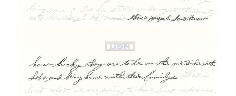 In a letter dated Nov. 16, 1941, and written on US Navy stationery, Eugene Blanchard wrote to his wife, "Those people don't know how lucky they are to be on the outside with jobs, and being home with their familys."