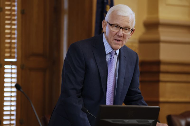 William S. Duffey Jr., chair of the State Board of Elections said he’s frustrated that a GBI investigation into a breach by Trump allies there after the 2020 elections is still going on. (Miguel Martinez/The Atlanta Journal-Constitution)