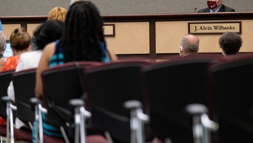 J. Alvin Wilbanks, superintendent of Gwinnett County Public Schools, listens to public comment during a school board meeting on July16, 2020. Ben Gray for the Atlanta Journal-Constitution
