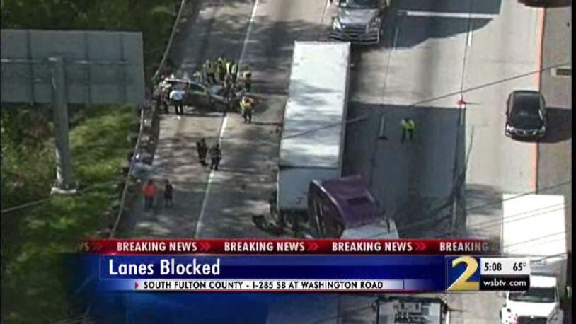 A child was hurt in a crash on I-285 South in Fulton County.
