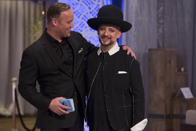 THE NEW CELEBRITY APPRENTICE -- "I Don't Have Time For Anyone's Ego Except My Own" Episode 1513 -- Pictured: (l-r) Matt Iseman, Boy George -- (Photo by: Luis Trinh/NBC)