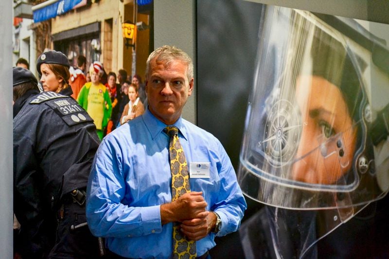 Sandy Springs PD Ken DeSimone at an exhibition about policing and ethics in Germany. (Courtesy of Katja Ridderbusch)