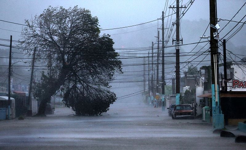 This is what a street in Fajardo, Puerto Rico, looked like as Hurricane Irma passed.